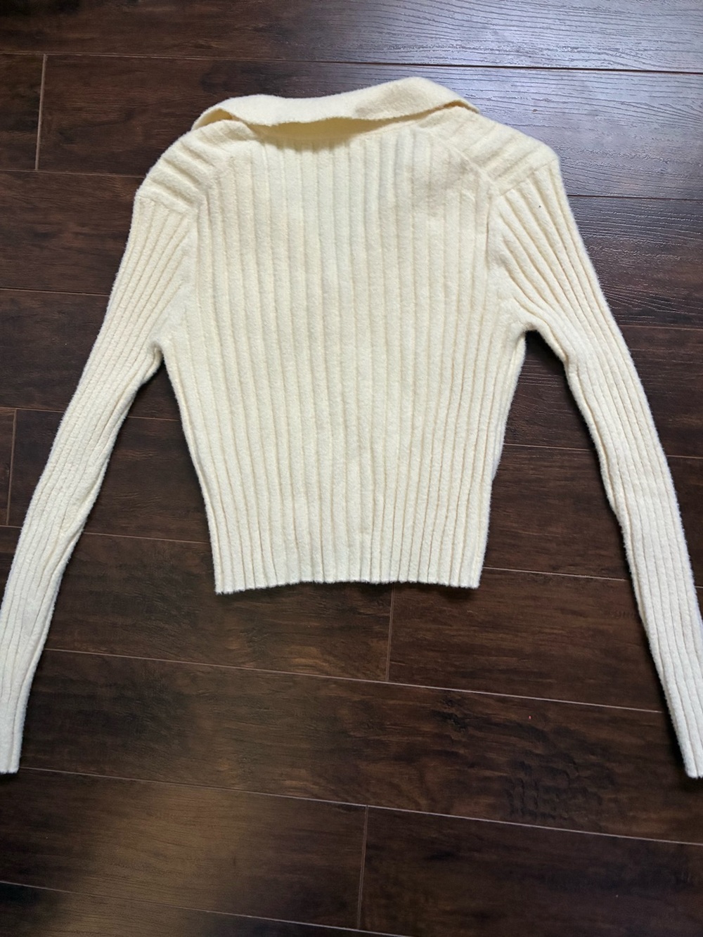 Zara Cream Ribbed Button down - Picture 3 of 6